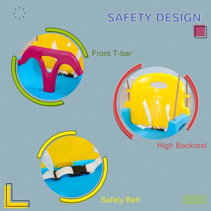 3 in 1 Detachable Kids Swing Seat with Seatbelt, Adjustable Rope for Indoor, Outdoor, Light Blue