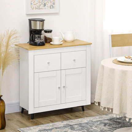 Modern Sideboard Cabinet with Double Doors & Drawers for Dining, Living & Entryway - White