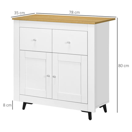 Modern Sideboard Cabinet with Double Doors & Drawers for Dining, Living & Entryway - White