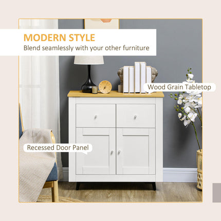 Modern Sideboard Cabinet with Double Doors & Drawers for Dining, Living & Entryway - White