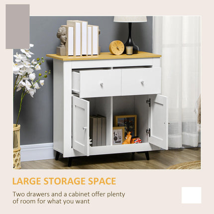 Modern Sideboard Cabinet with Double Doors & Drawers for Dining, Living & Entryway - White