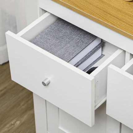 Modern Sideboard Cabinet with Double Doors & Drawers for Dining, Living & Entryway - White