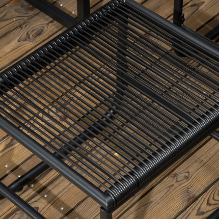 Patio 11-Piece PE Rattan Round Dining Set with Wood Grain Table Top 10-Seater - Black