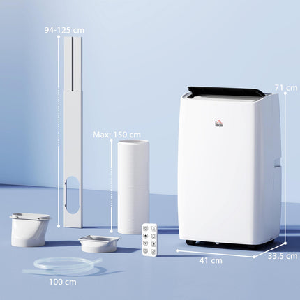 14,000 BTU Portable Air Conditioner with Dehumidifier, Remote, LED Display, Timer & Window Kit for 40m² - White