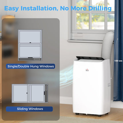 14,000 BTU Portable Air Conditioner with Dehumidifier, Remote, LED Display, Timer & Window Kit for 40m² - White