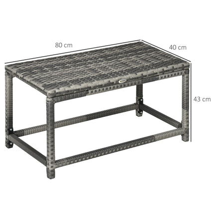 Outdoor PE Rattan Garden Coffee Side Table with X-Shape Support - Mixed Grey
