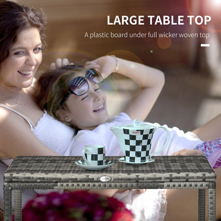 Outdoor PE Rattan Garden Coffee Side Table with X-Shape Support - Mixed Grey