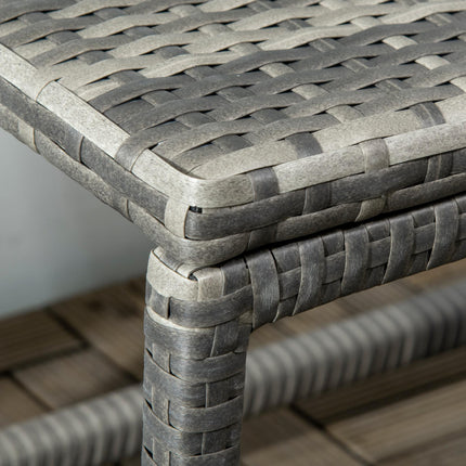 Outdoor PE Rattan Garden Coffee Side Table with X-Shape Support - Mixed Grey
