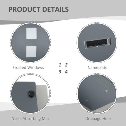 Wall Mounted Weatherproof Letter Box with 2 Keys, Viewing Window & Nameplate - Anthracite Grey