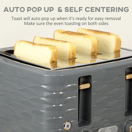 2 Piece 1.7L Kettle and 4 Slice Toaster Set - Grey