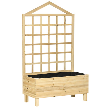 Wooden Garden Planter with Trellis for Climbing Plants 1 Piece - Natural Tone