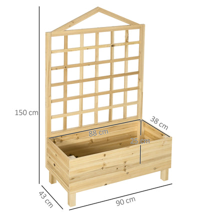 Wooden Garden Planter with Trellis for Climbing Plants 1 Piece - Natural Tone
