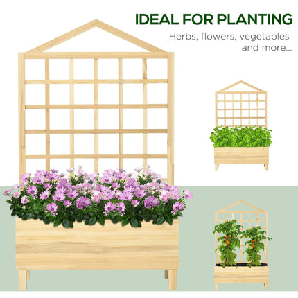 Wooden Garden Planter with Trellis for Climbing Plants 1 Piece - Natural Tone
