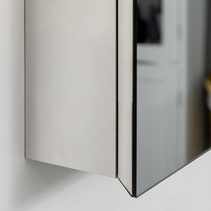 Wall Mounted Bathroom Mirror Cabinet with Storage Shelves - White