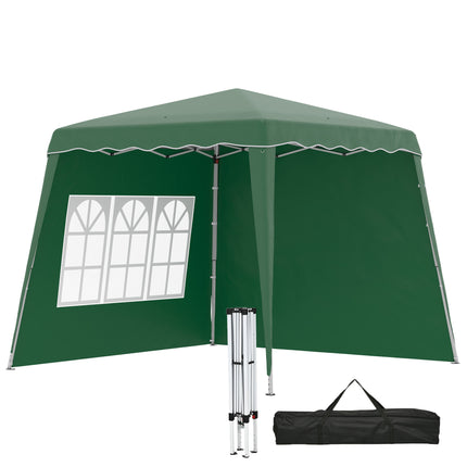 Pop Up Gazebo with 2 Removable Sides and Carry Bag - Dark Green