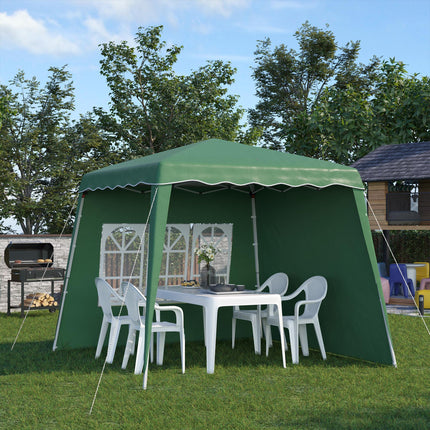 Pop Up Gazebo with 2 Removable Sides and Carry Bag - Dark Green