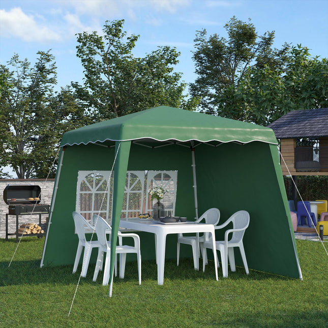 Pop Up Gazebo with 2 Removable Sides and Carry Bag - Dark Green