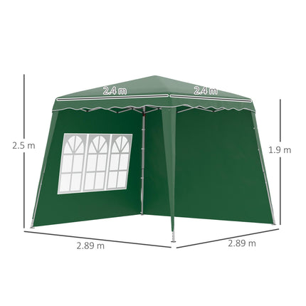 Pop Up Gazebo with 2 Removable Sides and Carry Bag - Dark Green