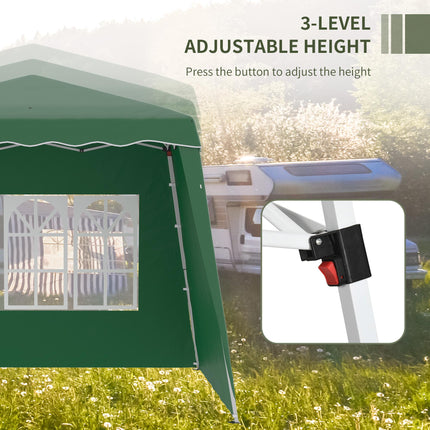 Pop Up Gazebo with 2 Removable Sides and Carry Bag - Dark Green