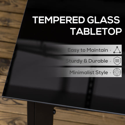 6 Seater Aluminium Outdoor Dining Table with Tempered Glass Top - Black