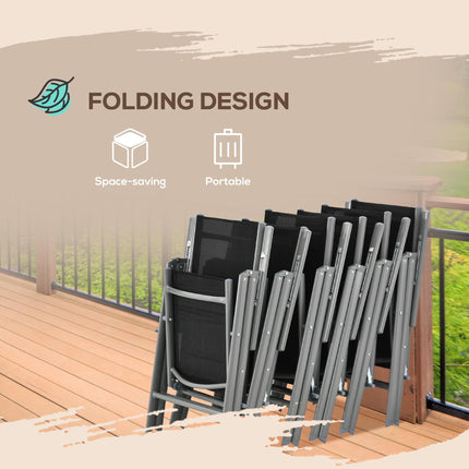 7 Piece Aluminium Garden Dining Set with Reclining Chairs - Black