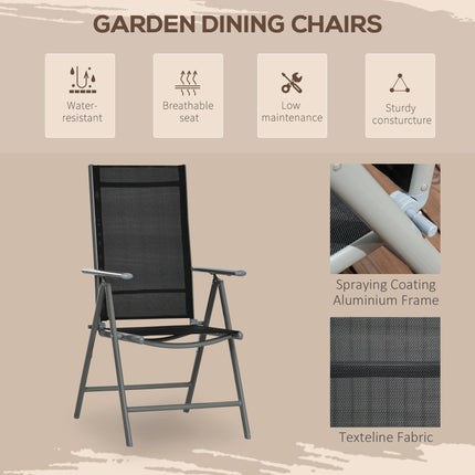 7 Piece Aluminium Garden Dining Set with Reclining Chairs - Black