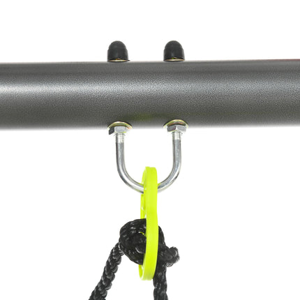 Metal Garden Swing Set with Double Swings and Glider Seats - Green