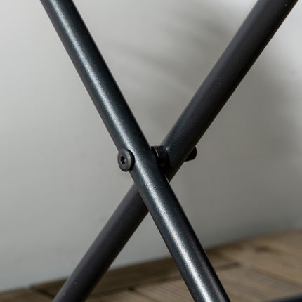 Square PE Rattan Folding Table 40x40cm with Steel Frame - Black