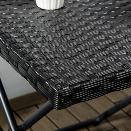 Square PE Rattan Folding Table 40x40cm with Steel Frame - Black