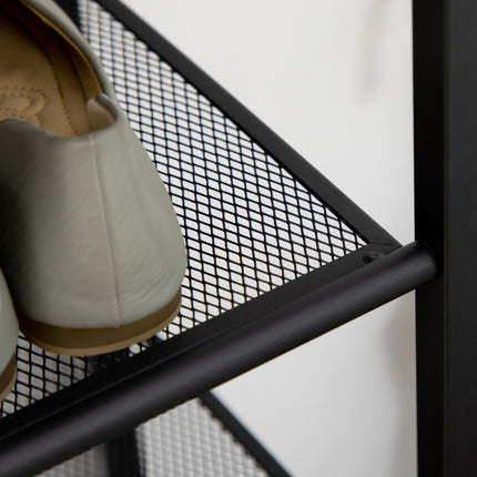 8-Tier Freestanding Shoe Rack Organizer for 21-24 Pairs with Mesh Shelves - Black and Grey