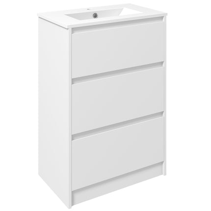 600mm Bathroom Vanity Unit with Basin and Drawers - High Gloss White