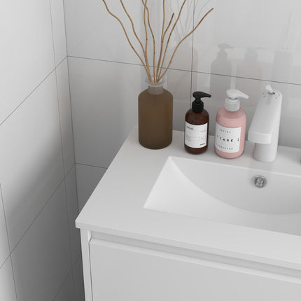600mm Bathroom Vanity Unit with Basin and Drawers - High Gloss White