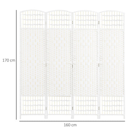 4 Panel Folding Room Divider Privacy Screen 160x170cm - White