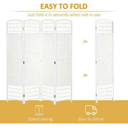 4 Panel Folding Room Divider Privacy Screen 160x170cm - White