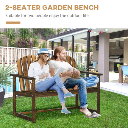 2 Seater Outdoor Wooden Garden Bench with Carbonised Finish - Carbonised