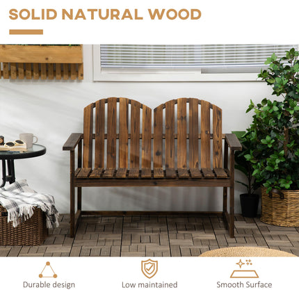 2 Seater Outdoor Wooden Garden Bench with Carbonised Finish - Carbonised
