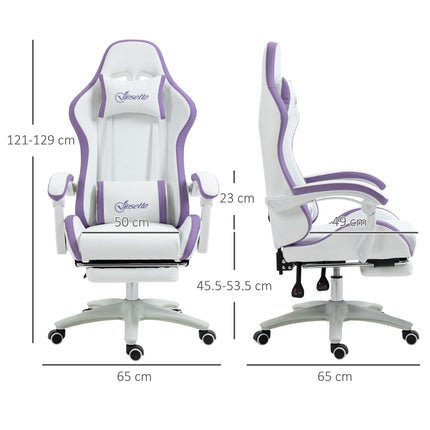 Racing Gaming Chair with Reclining, Footrest, Headrest & Lumbar Support - Purple