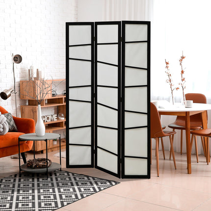 3 Panel Wooden Folding Room Divider Privacy Screen for Bedroom - White