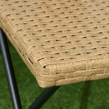Small Folding Square Rattan Coffee Table 40x40x40cm Outdoor Bistro Balcony - Natural