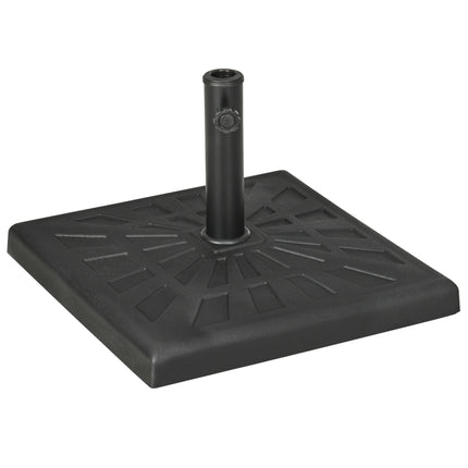 19kg Resin Garden Parasol Base with Adjustable Knob for 32-48mm Poles - Black