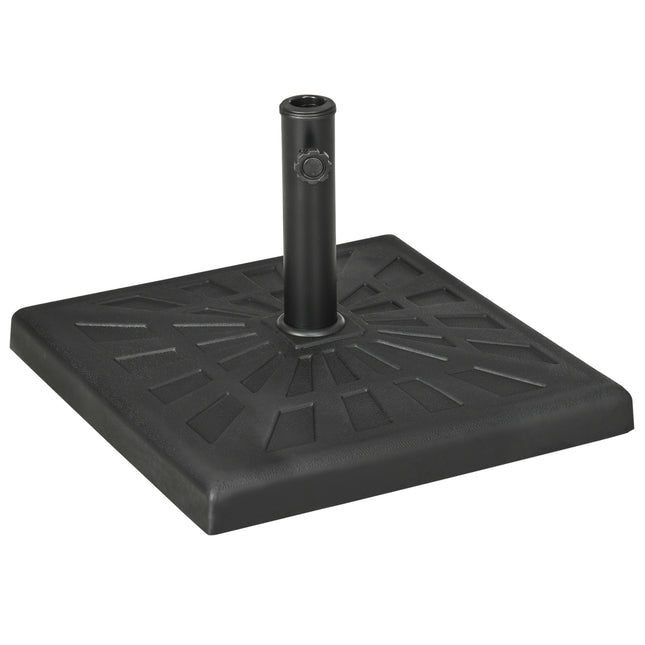 19kg Resin Garden Parasol Base with Adjustable Knob for 32-48mm Poles - Black