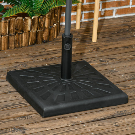 19kg Resin Garden Parasol Base with Adjustable Knob for 32-48mm Poles - Black