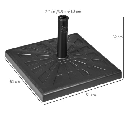 19kg Resin Garden Parasol Base with Adjustable Knob for 32-48mm Poles - Black