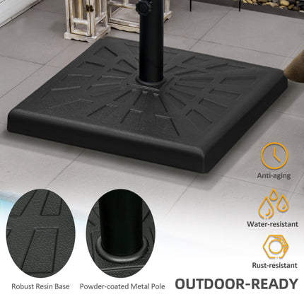 19kg Resin Garden Parasol Base with Adjustable Knob for 32-48mm Poles - Black