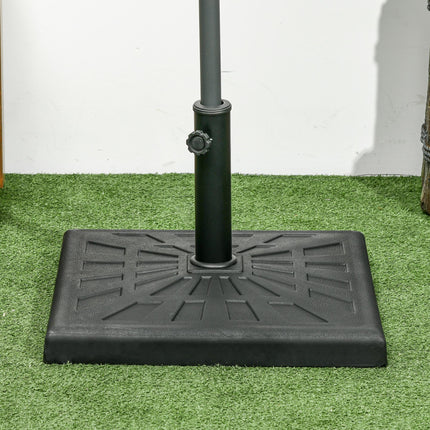 19kg Resin Garden Parasol Base with Adjustable Knob for 32-48mm Poles - Black