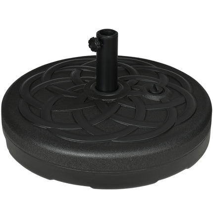 Garden Parasol Base Stand with Built-In Handle, 25kg Water / 35kg Sand Fill, Fits 38-48mm Poles - Black