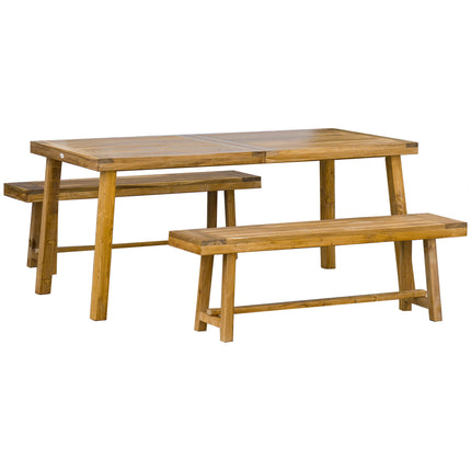 3 Piece Acacia Wood Outdoor Garden Dining Set - Natural Finish