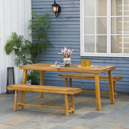 3 Piece Acacia Wood Outdoor Garden Dining Set - Natural Finish