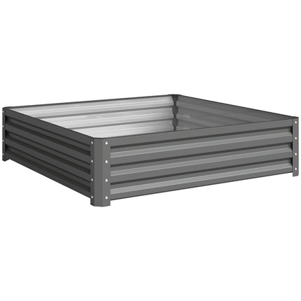 432L Square Raised Garden Bed Box 120x120x30cm Galvanised Steel for Vegetables, Flowers, Herbs - Light Grey