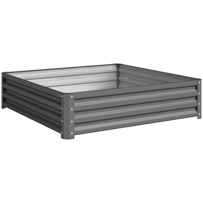432L Square Raised Garden Bed Box 120x120x30cm Galvanised Steel for Vegetables, Flowers, Herbs - Light Grey